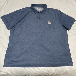Carhartt Mens Size 2XL Polo Shirt Loose Fit Blue Pocket XXL K570 2022